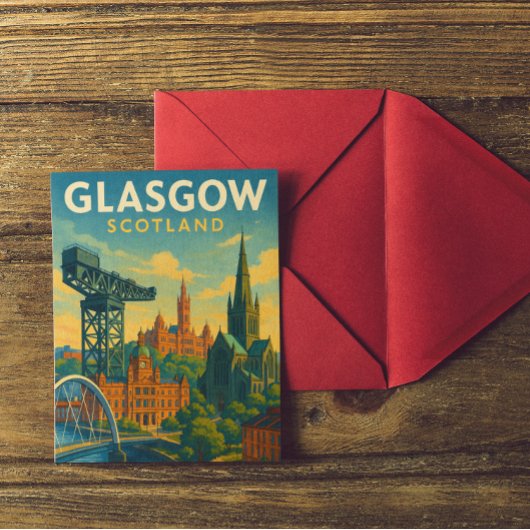 Carte Postale Retro Travel Glasgow Écosse