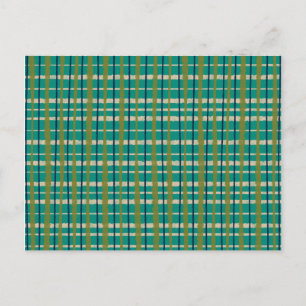 Carte Postale Retro Tressé Pique-Nique Motif Turquoise Vert
