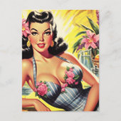 Carte Postale Retro Tropical Summer Pin up (Devant)