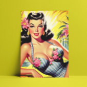 Carte Postale Retro Tropical Summer Pin up