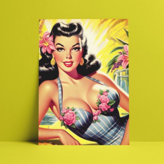 Carte Postale Retro Tropical Summer Pin up