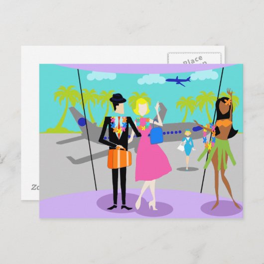 Carte postale Retro Tropical Vacances (Devant / Derrière)