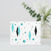 Carte postale Retro Turquoise Diamants & Starburts (Debout devant)