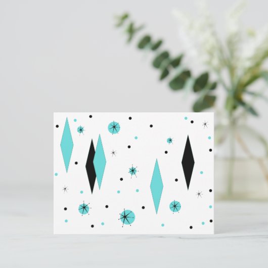 Carte postale Retro Turquoise Diamants & Starburts (Debout devant)