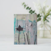 Carte Postale Rétro Un bateau et un oiseau Noir Blanc Bleu (Debout devant)