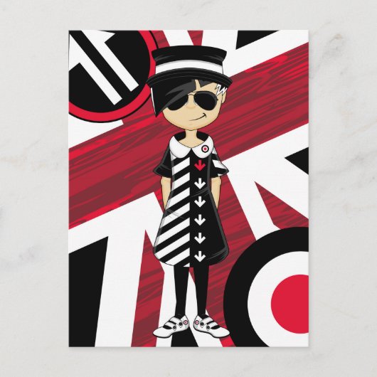 Carte Postale Retro Union Jack Mod Girl (Devant)