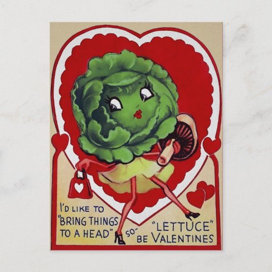 Carte postale Retro Valentine Lettuce (Devant)