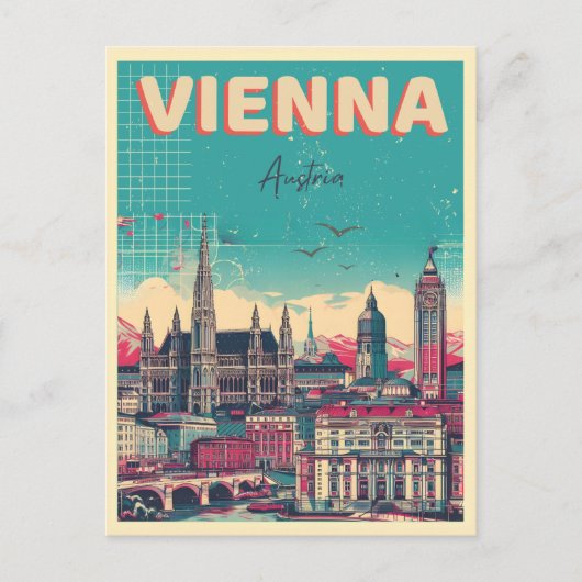 Carte Postale Retro Vienna City Autriche cadeaux skyline (Devant)