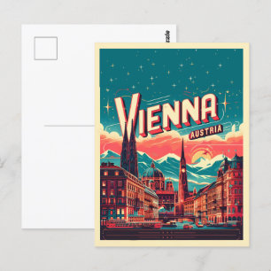 Carte Postale Retro Vienna City Autriche cadeaux skyline