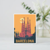 Carte Postale Retro vintage Barcelone Espagne Travel Art (Debout devant)