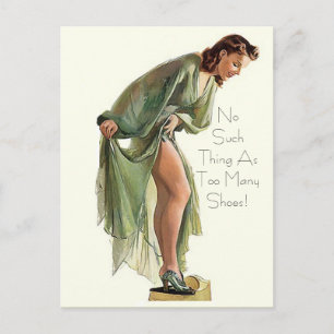 Carte Postale Retro Vintage chaussures Pin-up Trop de chaussures