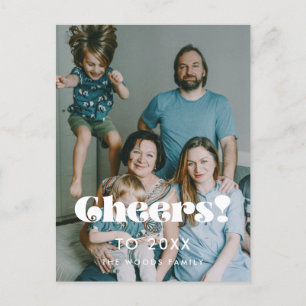 Carte Postale Retro vintage Cheers à la photo du Nouvel An 2025