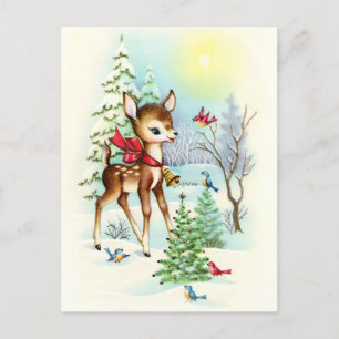 Carte postale Retro vintage Christmas deer