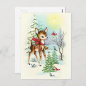 Carte postale Retro vintage Christmas deer (Devant / Derrière)