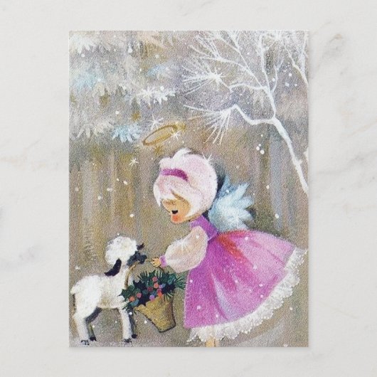 Carte postale Retro vintage Christmas Holiday Ange (Devant)