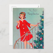 Carte postale Retro vintage Christmas Sister (Devant / Derrière)