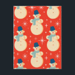 Carte Postale Retro Vintage Christmas Snowman Motif Party<br><div class="desc">Carte postale Retro Vintage Christmas Snowman Motif Party</div>