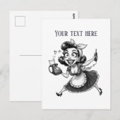 Carte Postale retro vintage dame ajouter du texte (Devant / Derrière)