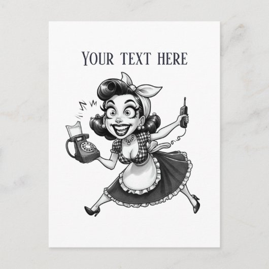 Carte Postale retro vintage dame ajouter du texte (Devant)