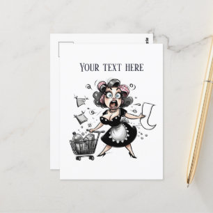 Carte Postale retro vintage dame ajouter du texte