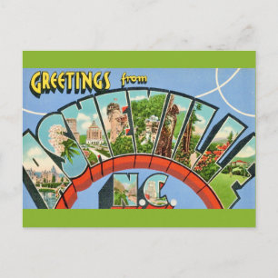 Carte postale rétro vintage d'Asheville NC
