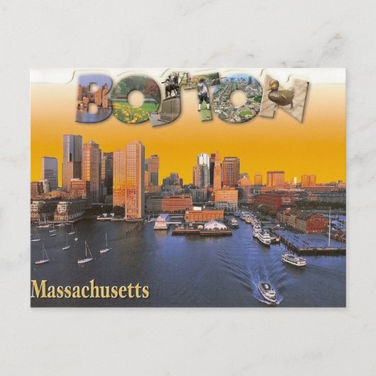Carte postale rétro vintage de Boston (Devant)