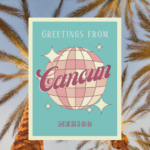 Carte postale rétro vintage de fête à Cancun au Me
