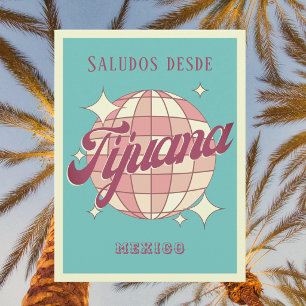 Carte postale rétro vintage de fête à Tijuana au M