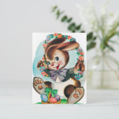Carte postale rétro vintage de lapin de Pâques (Debout devant)