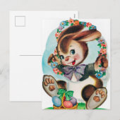 Carte postale rétro vintage de lapin de Pâques (Devant / Derrière)