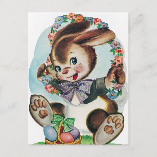 Carte postale rétro vintage de lapin de Pâques (Devant)