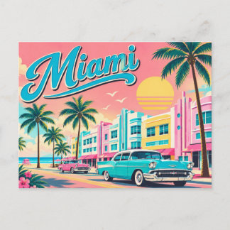 Carte postale rétro vintage de Miami | Vibe Florid