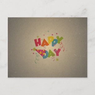 Carte Postale Retro Vintage Joyeux Motif d'anniversaire