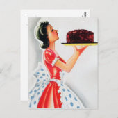 Carte postale rétro vintage mignonne dame gâteau p (Devant / Derrière)