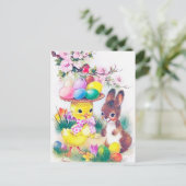 Carte postale Retro vintage Pâques lapin (Debout devant)