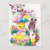 Carte postale Retro vintage Pâques lapin (Devant)
