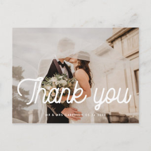 Carte Postale Retro vintage photo de mariage merci