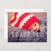 Carte Postale Retro vintage script Baby shower merci (Devant / Derrière)