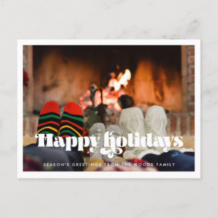 Carte Postale Retro vintage script Happy Holidays photo