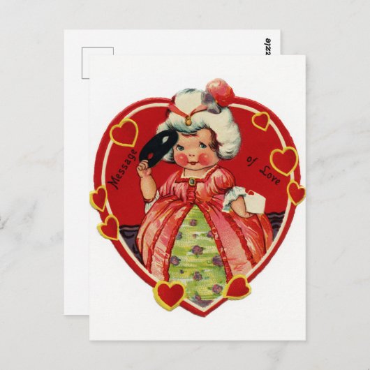 Carte Postale retro vintage Valentine (Devant / Derrière)