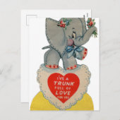 Carte postale Retro Vintage Valentine éléphant Hol (Devant / Derrière)