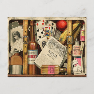 Carte postale Retro Vintage voyage Suitcase
