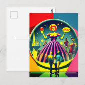 Carte Postale Retro Visite du musée du cirque Pop Art (Devant / Derrière)