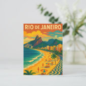 Carte Postale Retro Voyage Copacabana Rio de Janeiro Brésil (Debout devant)
