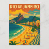 Carte Postale Retro Voyage Copacabana Rio de Janeiro Brésil (Devant)