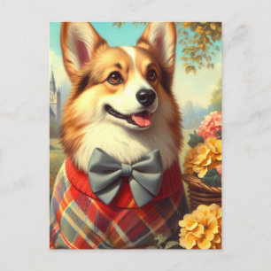 Carte Postale Retro Welsh Corgi Cardigan Peinture