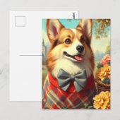 Carte Postale Retro Welsh Corgi Cardigan Peinture (Devant / Derrière)