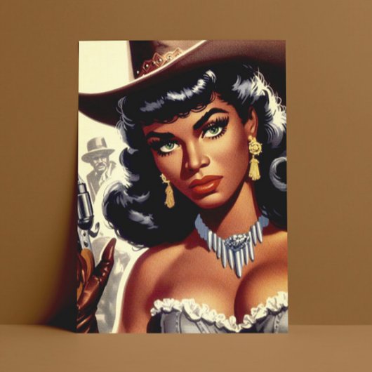 Carte Postale Retro Western Girl