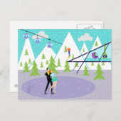 Carte postale Retro Winter Ski Resort (Devant / Derrière)