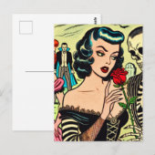 Carte Postale Retro Witch Vampire Girl Horror Comics (Devant / Derrière)